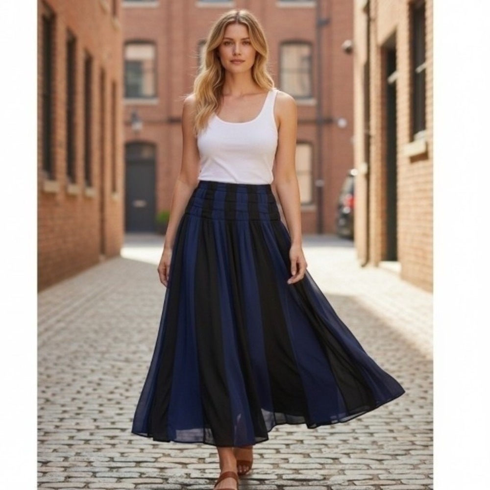 Anthropologie by Allison New York Bethie Basketweave Festival Maxi Skirt 4 NWT